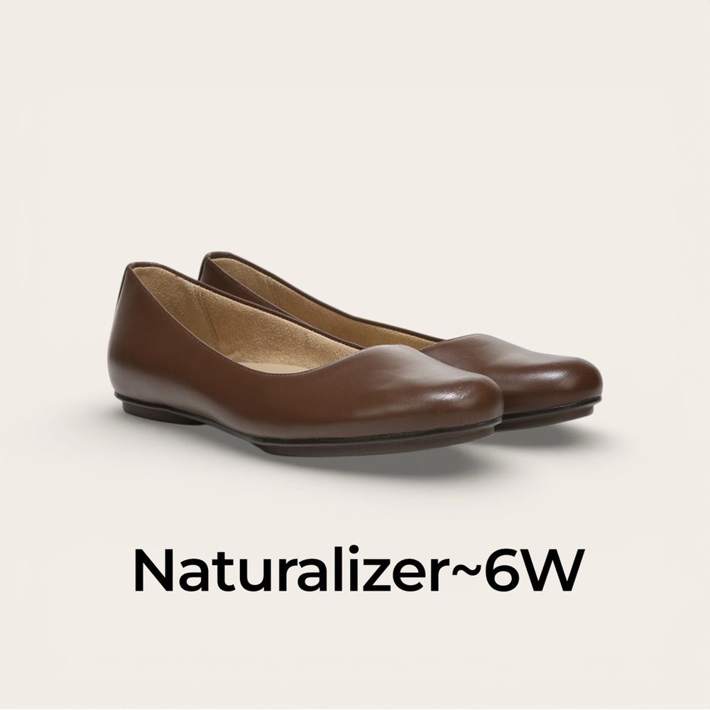 Naturalizer Preppy Maxwell Ballet Flats Cocoa Brown Leather 6W Career Work